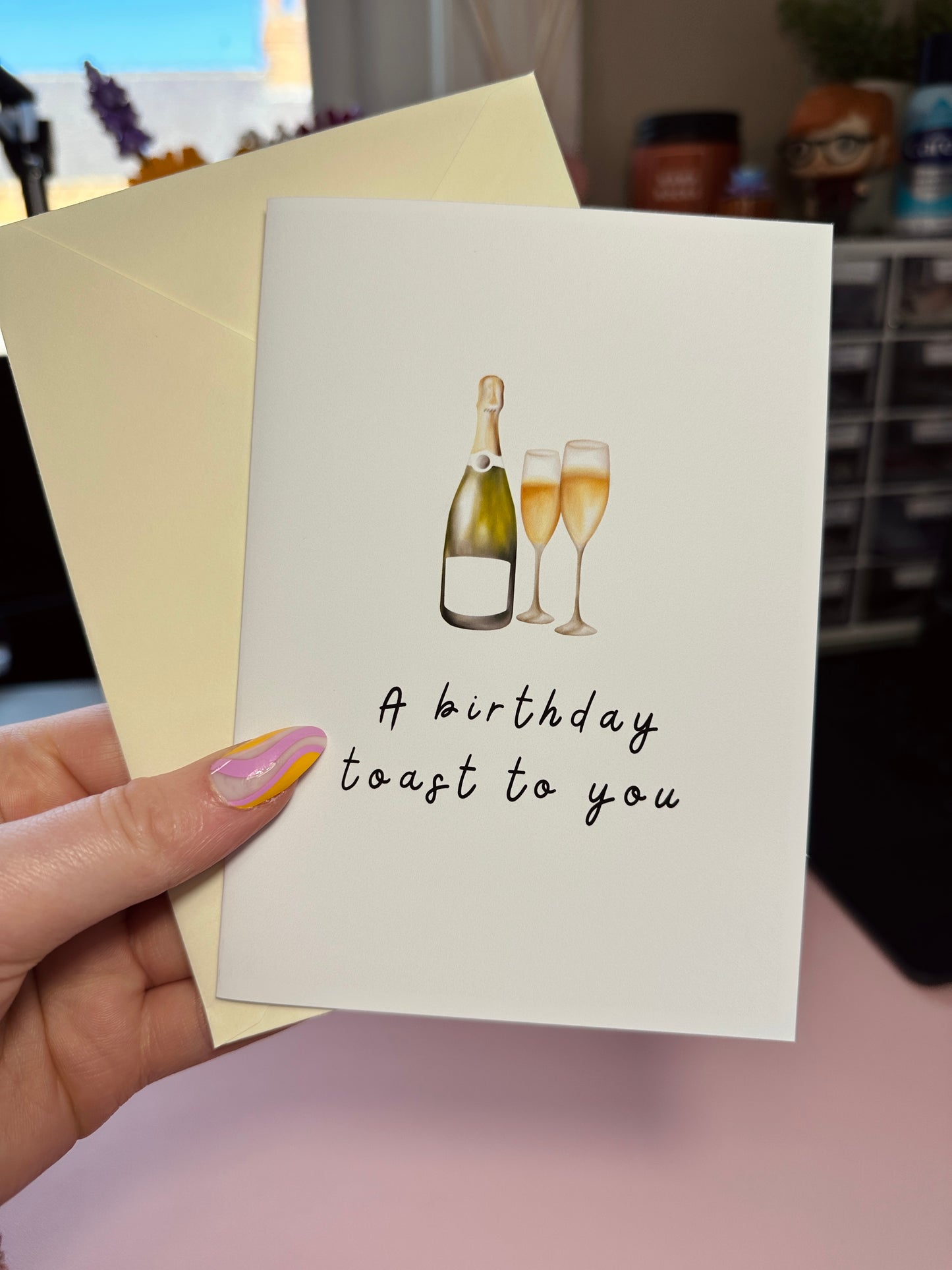 A birthday toast card