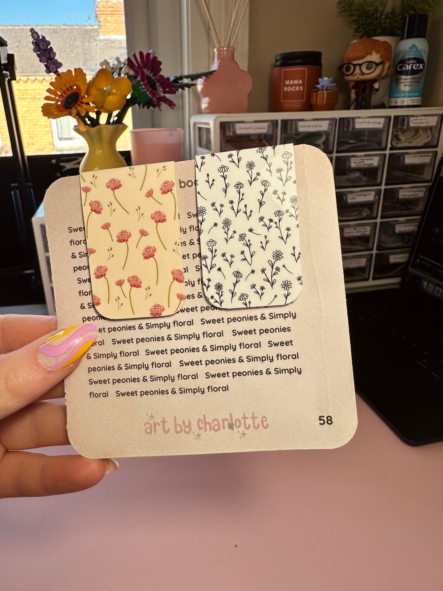 Floral magnetic bookmarks - Pack of 2