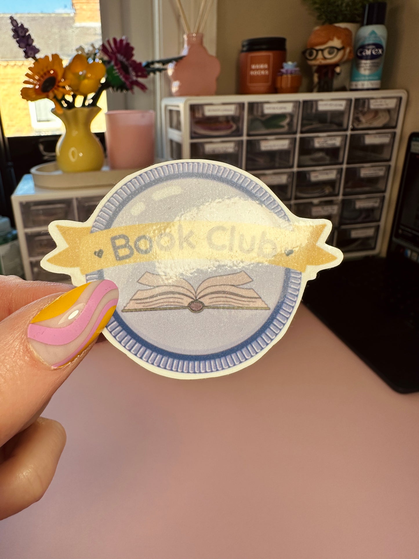 'I'm finally in a club' sticker