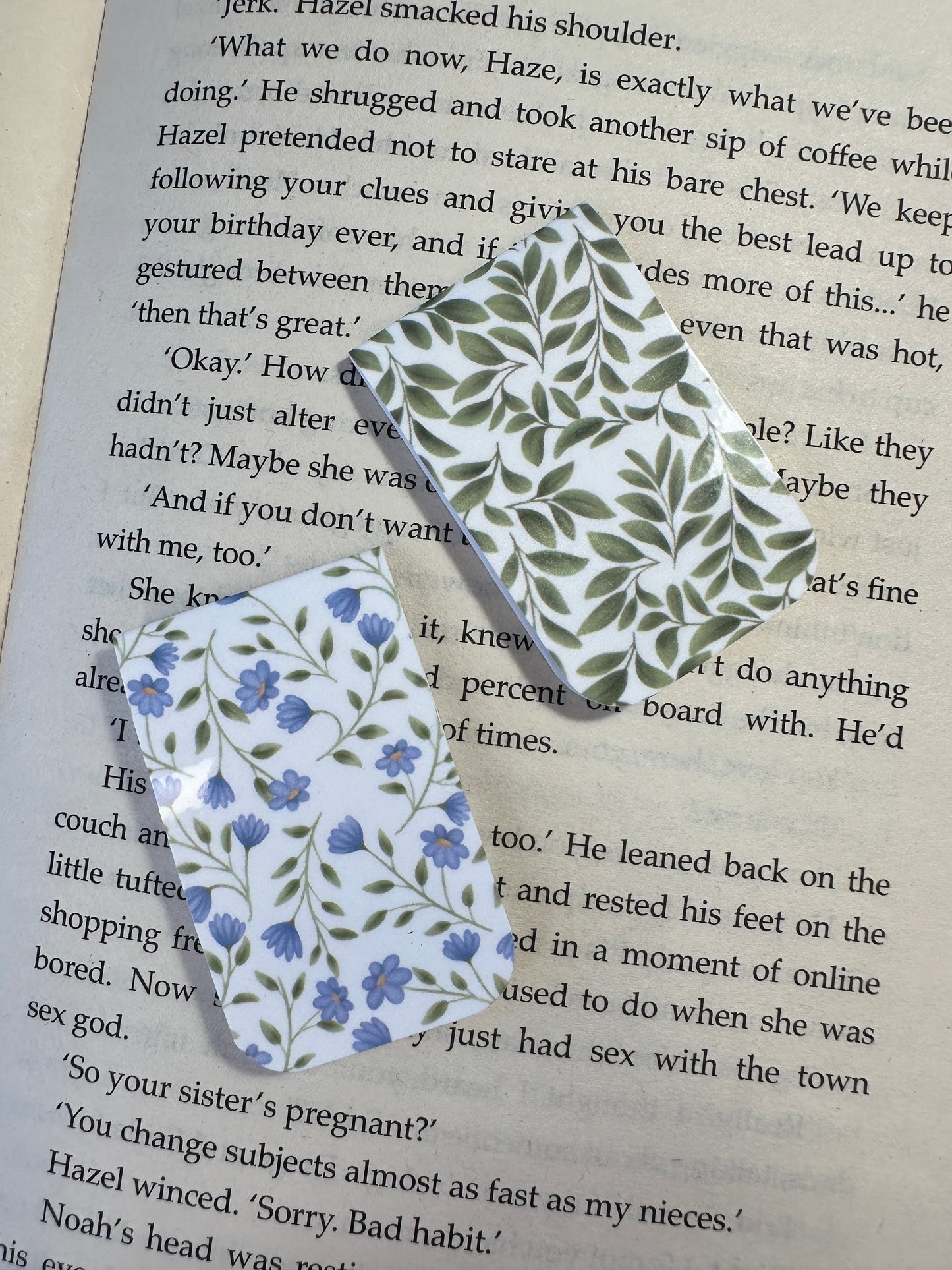 Blue and Green spring magnetic bookmark - pack of 2