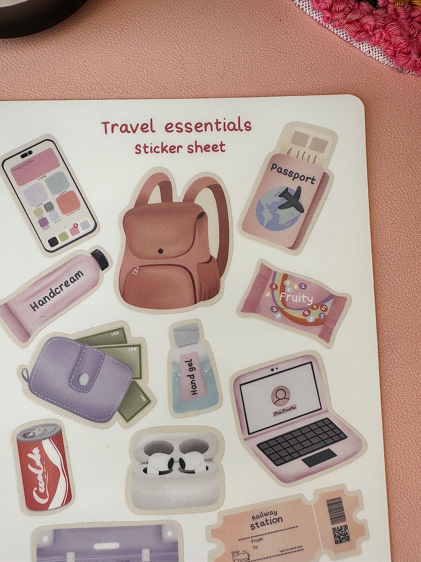'Travel Essentials' Sticker sheet