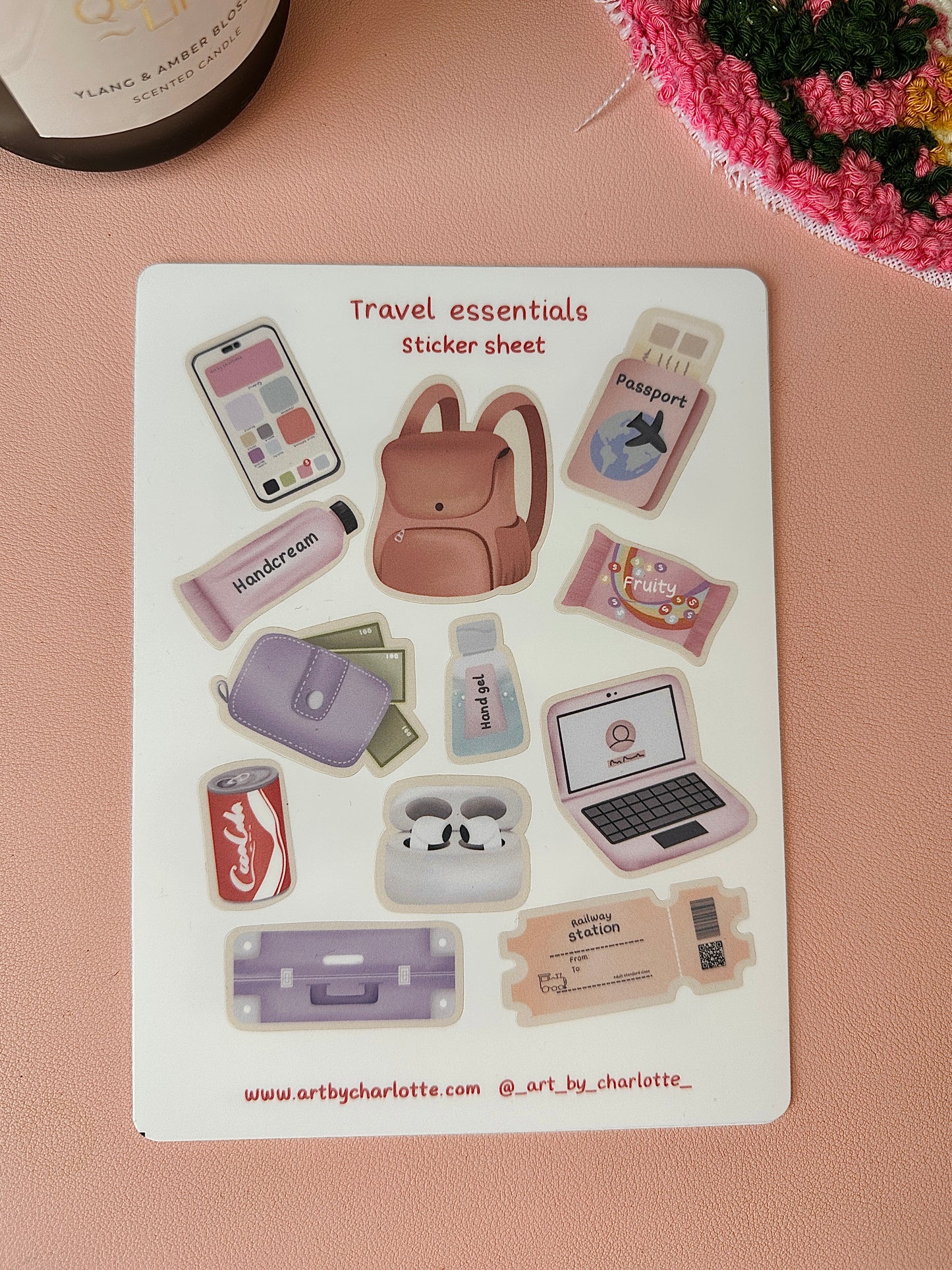 'Travel Essentials' Sticker sheet