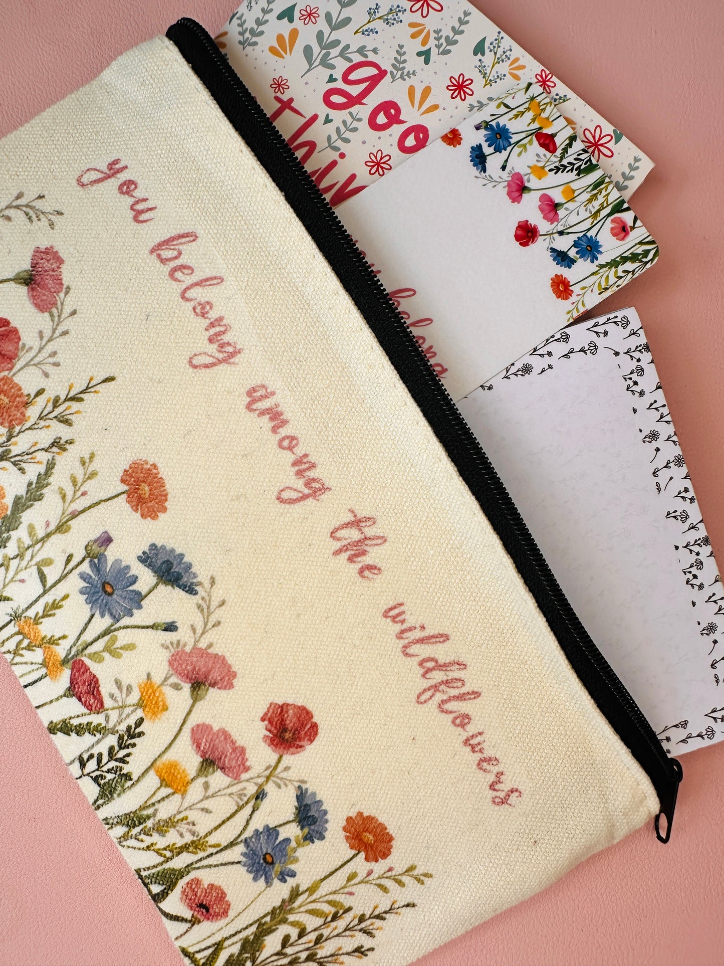 'You belong among the wildflowers' Zip pouch - Grade B