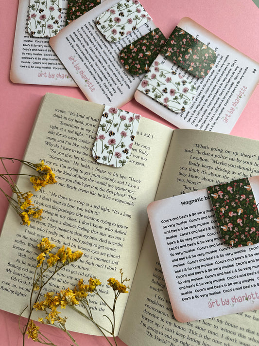 Nature pattern magnetic bookmarks - Art by Charlotte #