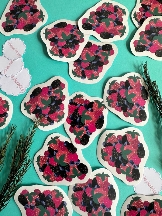 ‘A bunch of berries’ sticker - Art by Charlotte #