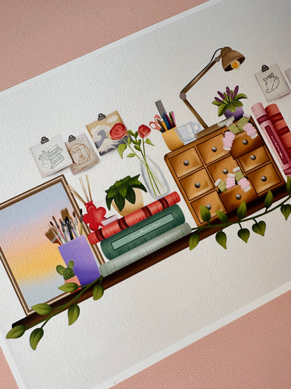 'An artists shelf' Print