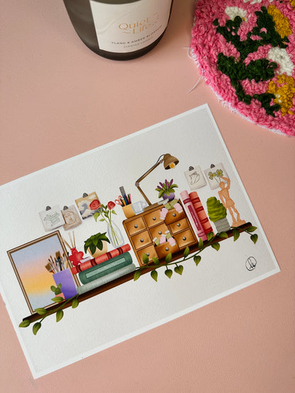 'An artists shelf' Print