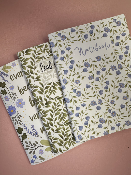 Blue and Green spring notebooks - Pack of 3