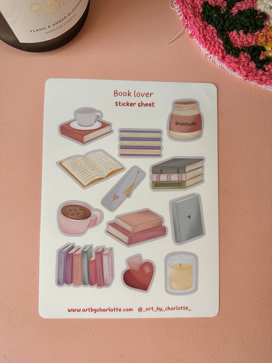 'Book Lover' Sticker sheet
