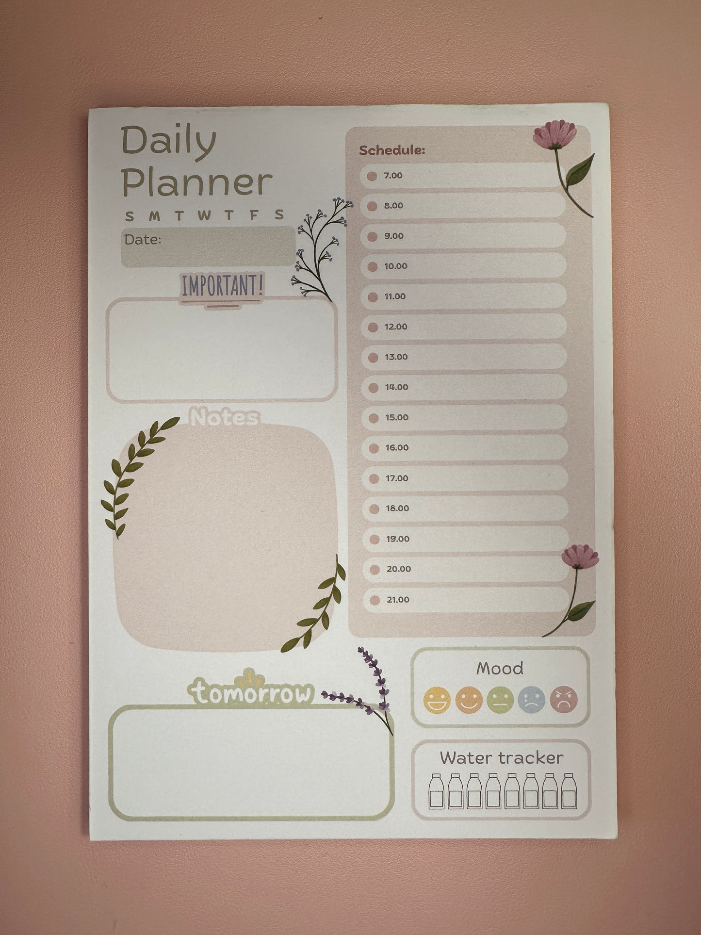 A5 Floral daily planner