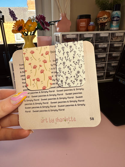 Floral magnetic bookmarks - Pack of 2