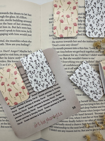 Floral magnetic bookmarks - Pack of 2