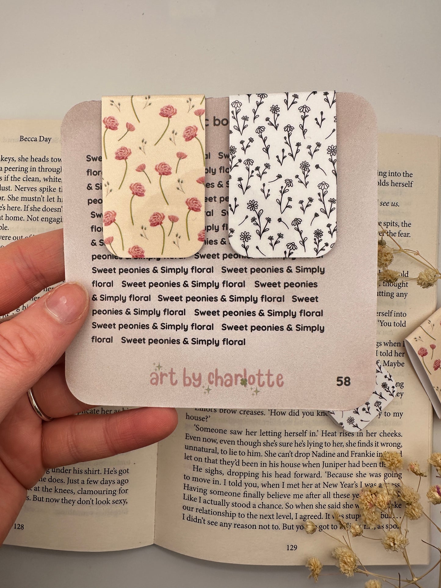 Floral magnetic bookmarks - Pack of 2