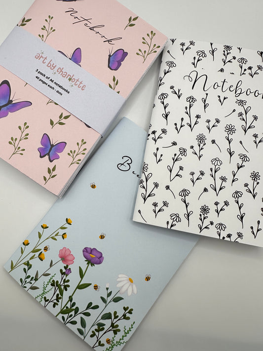 Floral notebooks - Pack of 3