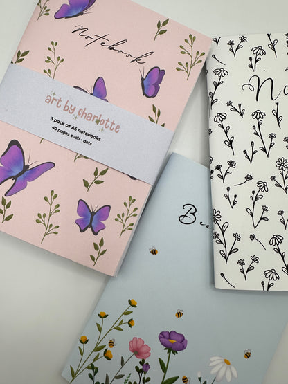 Floral notebooks - Pack of 3