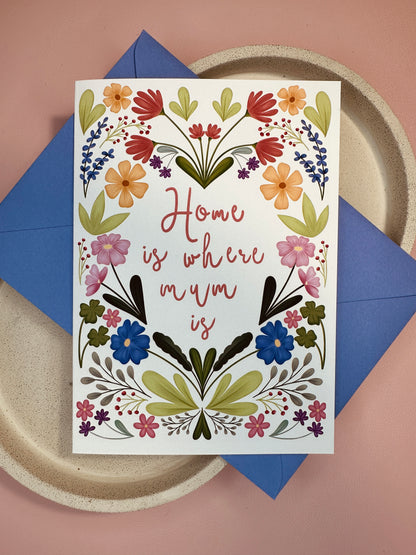 'Home is where mum is' greetings card