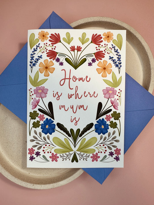 'Home is where mum is' greetings card