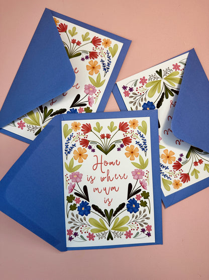'Home is where mum is' greetings card