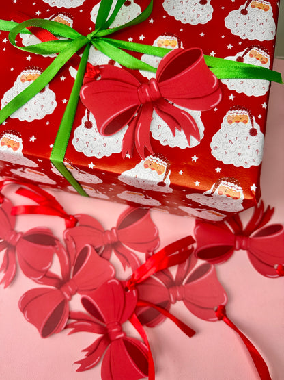 'Red Bow' luxury gift tags (pack of 4)