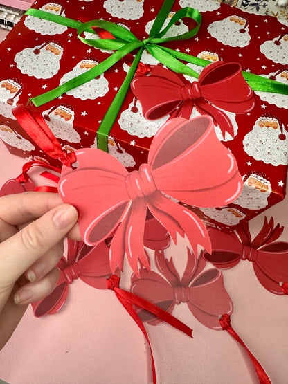 'Red Bow' luxury gift tags (pack of 4)