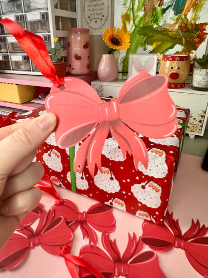 'Red Bow' luxury gift tags (pack of 4)