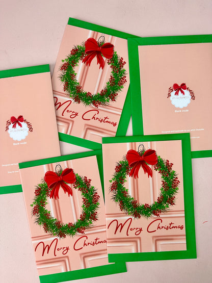 'Christmas wreath' Christmas card (pack of 5)