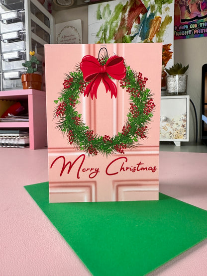 'Christmas wreath' Christmas card (pack of 5)