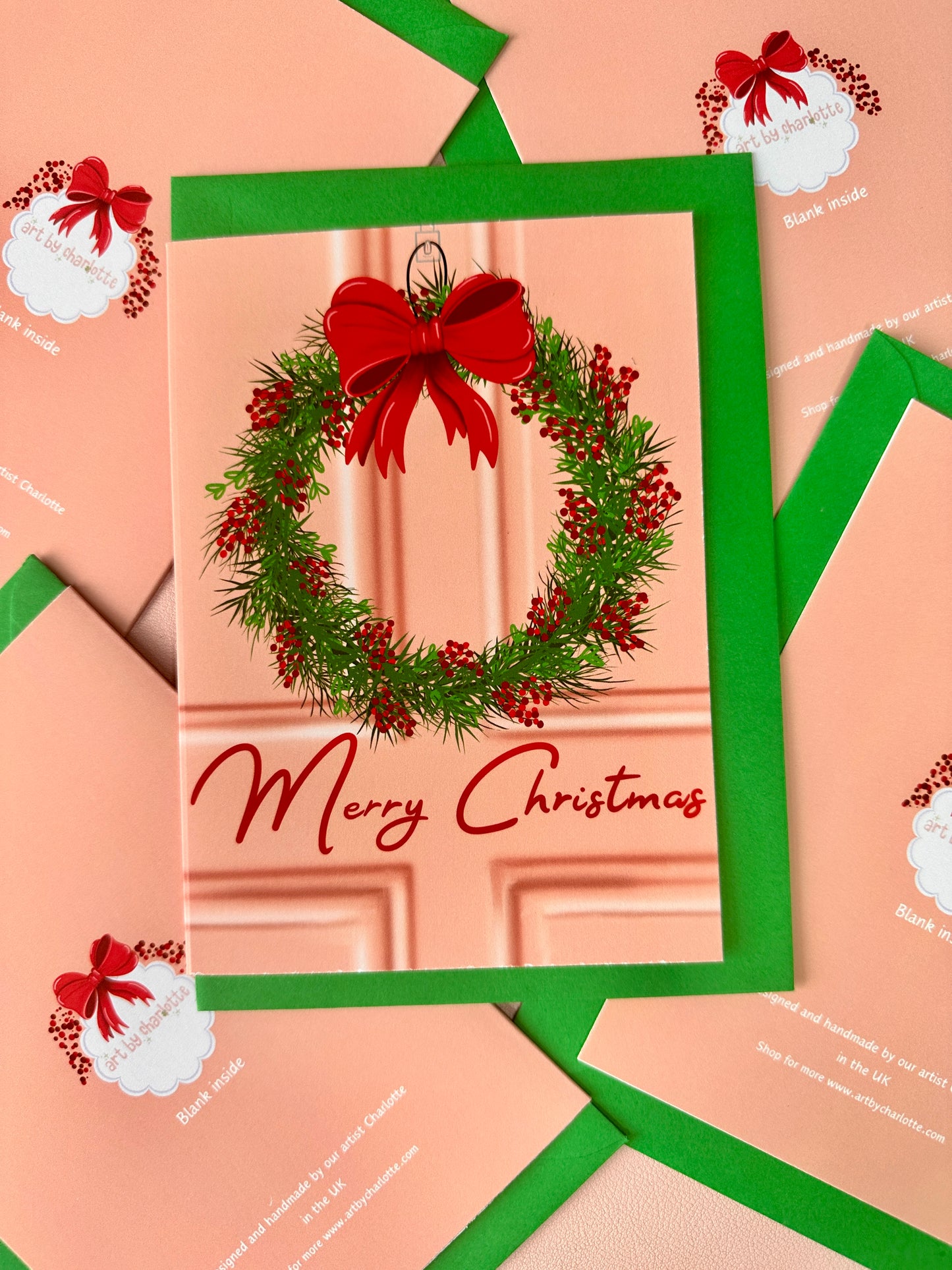 'Christmas wreath' Christmas card (pack of 5)