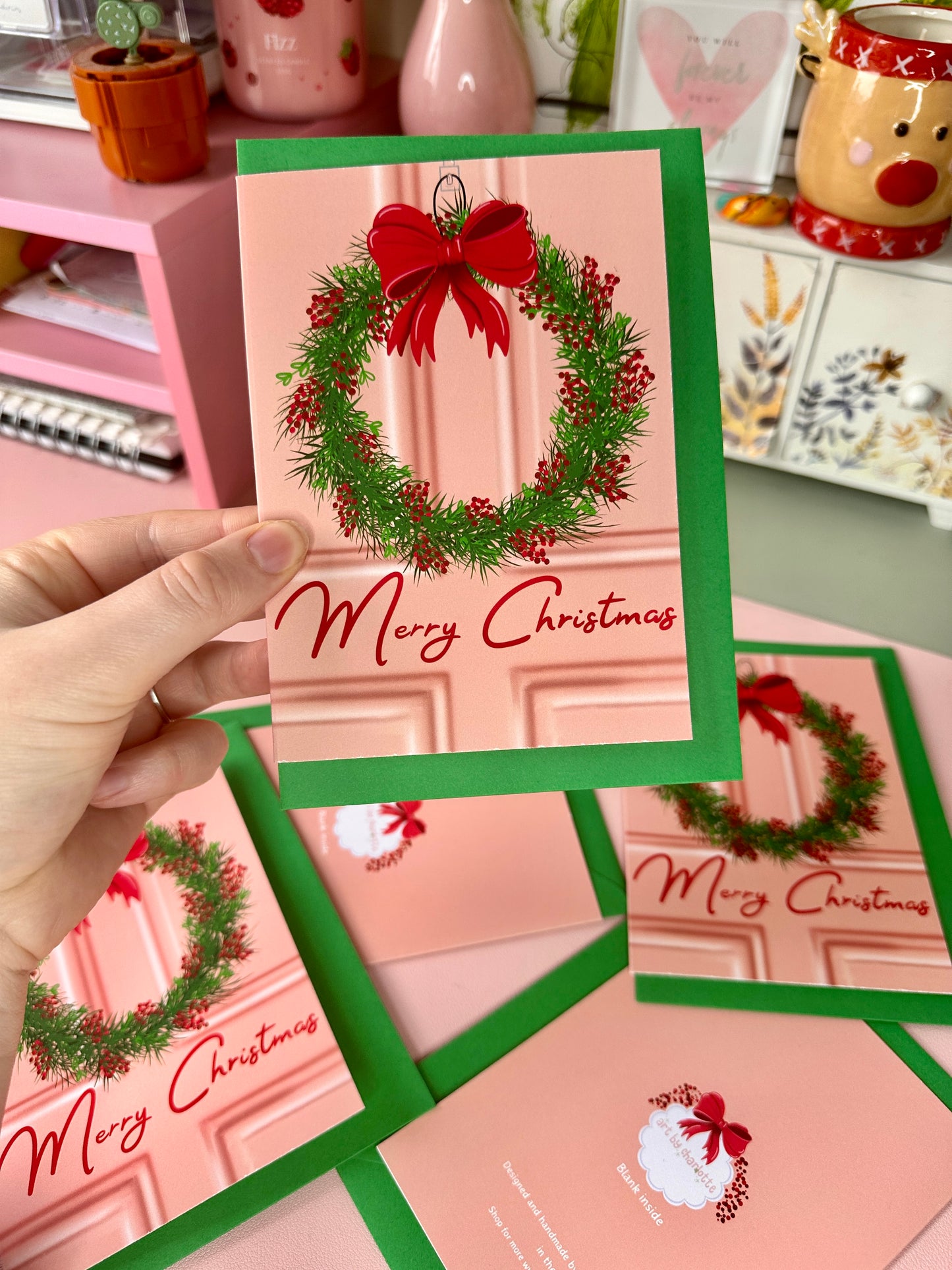 'Christmas wreath' Christmas card (pack of 5)