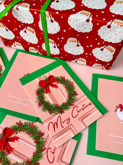 'Christmas wreath' Christmas card (pack of 5)