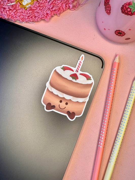 'Birthday jelly cake' die-cut sticker