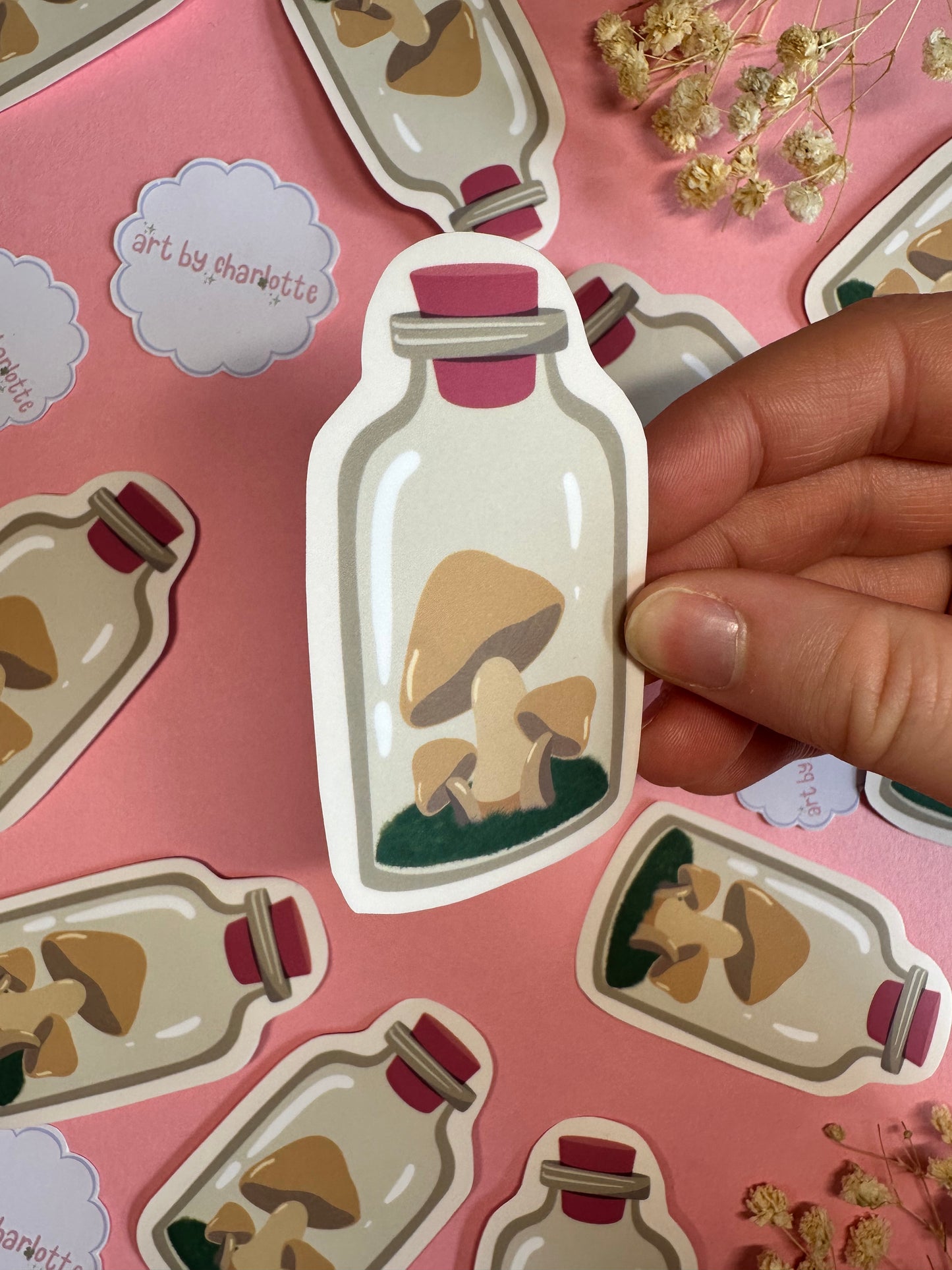 ‘Just a fungi’ sticker - Art by Charlotte #