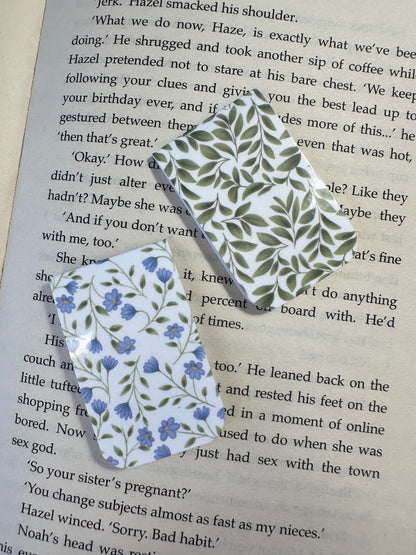 Blue and Green spring magnetic bookmark - pack of 2