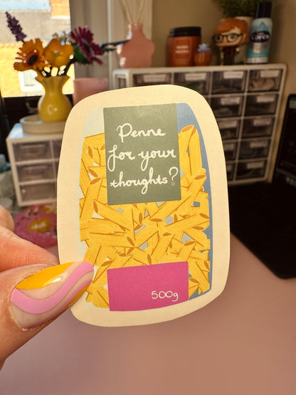'Penne for your thoughts' sticker