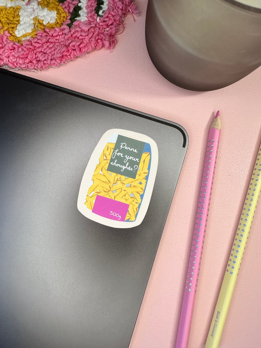 'Penne for your thoughts' sticker