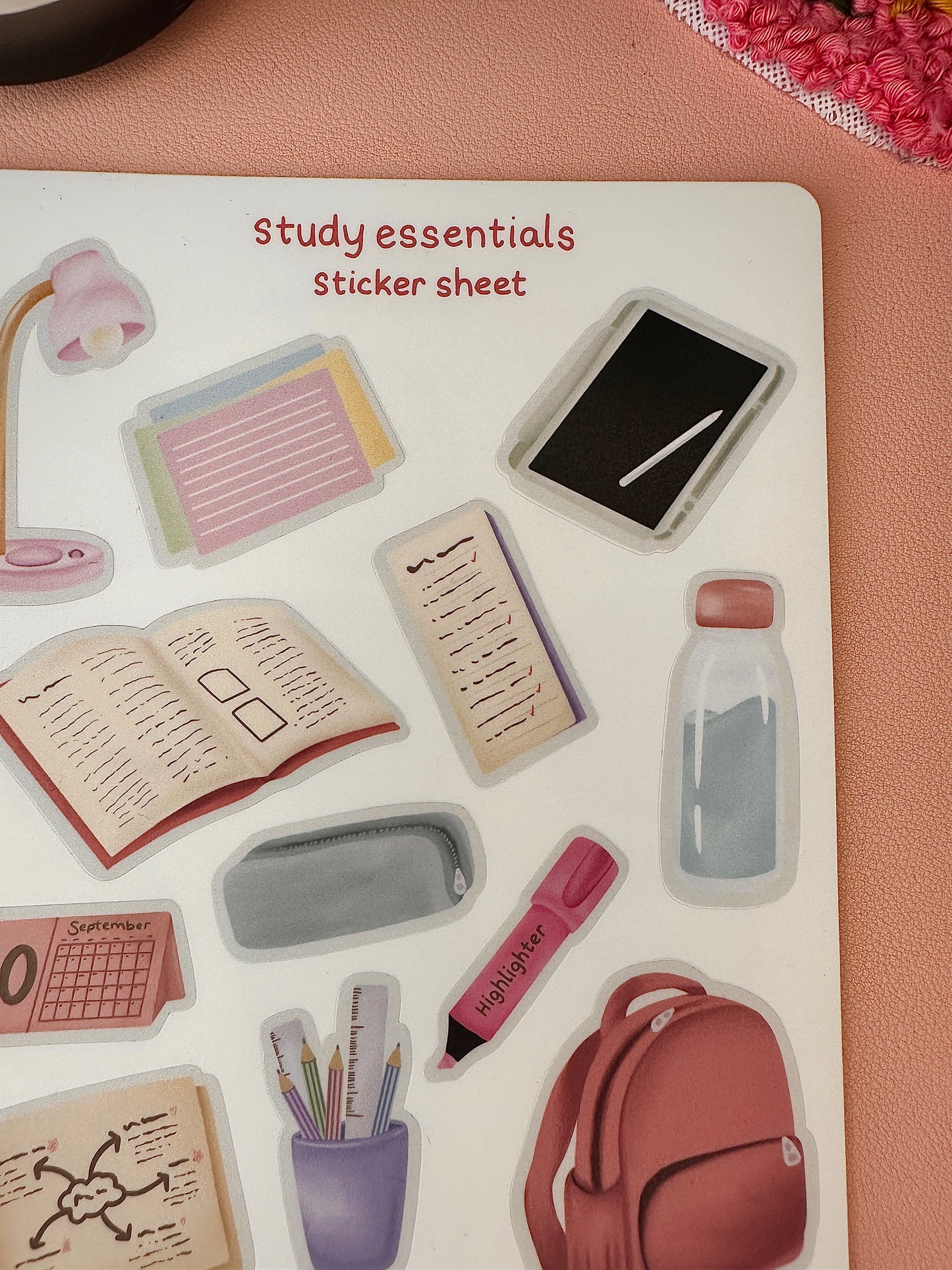 'Study Essentials' Sticker sheet