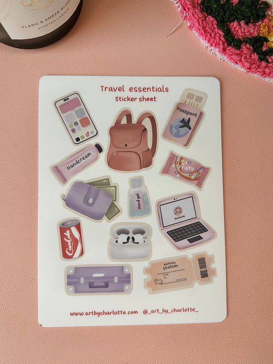 'Travel Essentials' Sticker sheet