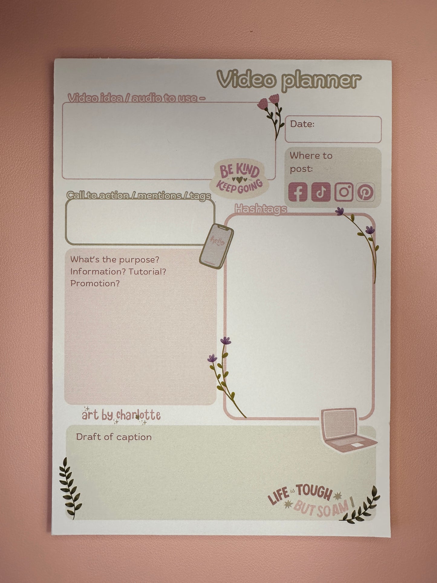 A5 Video planner memopad