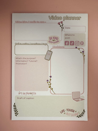 A5 Video planner memopad